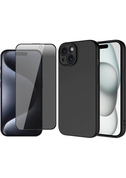 Apple iPhone 15 Uyumlu Kılıf Zore Mara Lansman Kapak + Privacy Hayalet Ekran Koruyucu