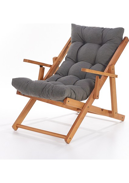 Ahşap Dinlenme Koltuğu Katlanır Şezlong Antrasit Minderli Tv Koltuğu ve Sandalyesi fırsatları