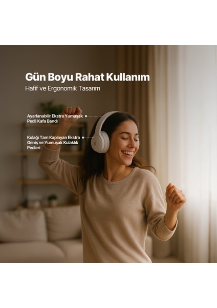 Soundlife On Kulaküstü Kablosuz Bluetooth Kulaklık Gri 2KM157