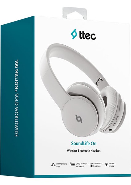 Soundlife On Kulaküstü Kablosuz Bluetooth Kulaklık Gri 2KM157