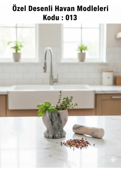 013 - doğal mermer havan ve tokmak seti – 10x10,5 cm – baharat, sarımsak, , sos ezici