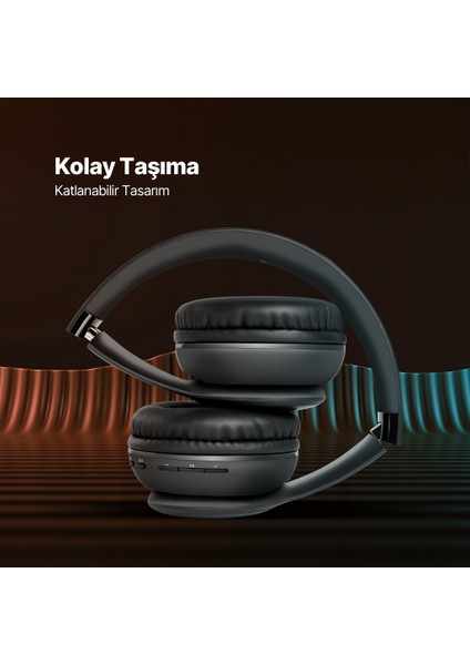 Soundlife On Kulaküstü Kablosuz Bluetooth Kulaklık Siyah 2KM157