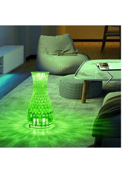 Sürahi Model USB Şarjlı Kumandalı 16 Farklı Işık Modlu Masa Üstü Kristal Akrilik Lamba LED (5264) fırsatları