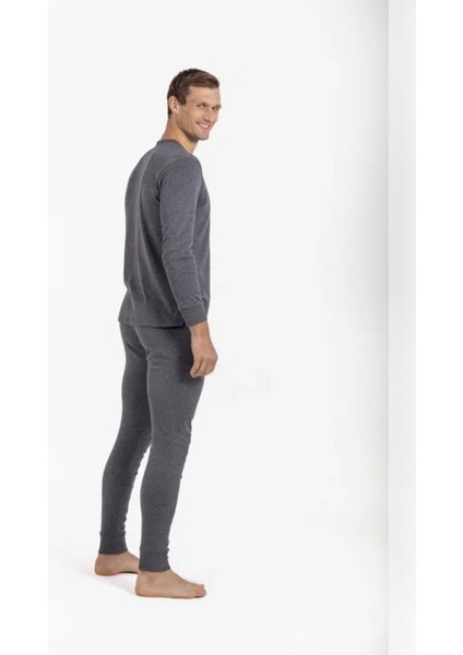 Unisex Çizgili Kışlık Uzun Kollu Pamuk Termal Içlik Set Antrasit fırsatları
