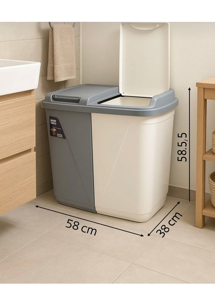 Iki Bölmeli Kirli Çamaşır Sepeti - Banyo Çamaşır Sepeti Renkliler & Beyazlar 90 Lt indirimleri