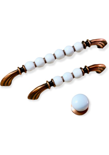 192 mm Beyaz-Bakır Lüks Porselen Boncuk Kulp Tomurcuk Porselen Mutfak Vestiyer Dolap Çekmece Kulbu modelleri