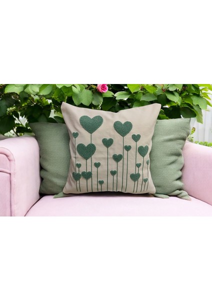 Kalpli Pamuklu Nakışlı Kare Panç (Punch) Kırlent Kılıfı