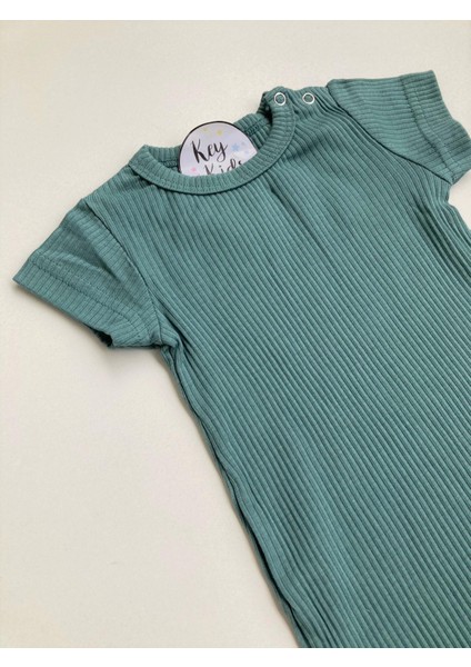 Turkuaz Fitilli Modal Pamuk Romper Kısa Tulum Salopet modelleri