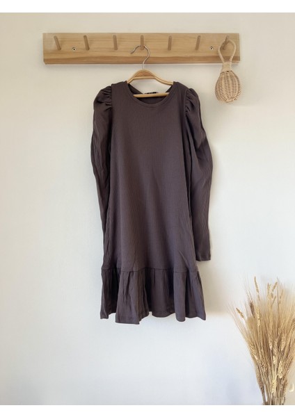 Mor Modal Fitilli Iskandinav Kız Çocuk Elbise