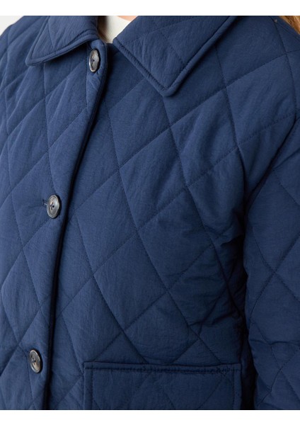 Lacivert Düğme Detaylı Kapitone Desenli Cepli Puf Mont indirimleri