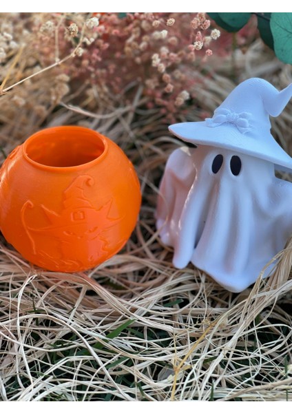 Halloween, Beyaz Sevimli Hayalet ve Kedi Figürlü Tealight, Mumluk, Mumlar Dahildir.. fiyatları