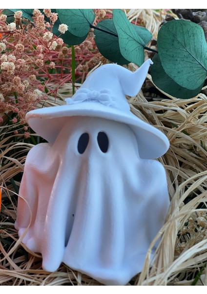 Halloween, Beyaz Sevimli Hayalet ve Kedi Figürlü Tealight, Mumluk, Mumlar Dahildir.. modelleri