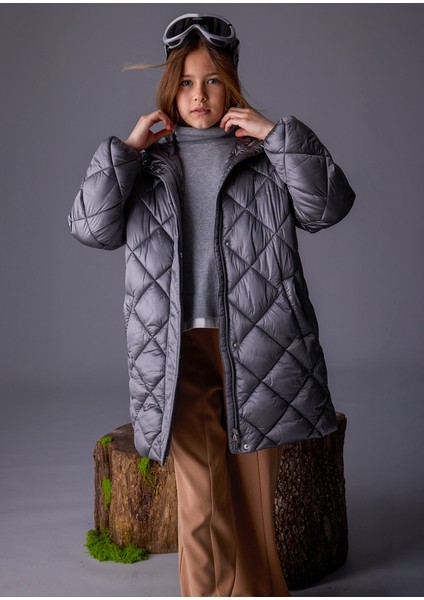 7432-50 Kız Çocuk Gri Mont fiyatları