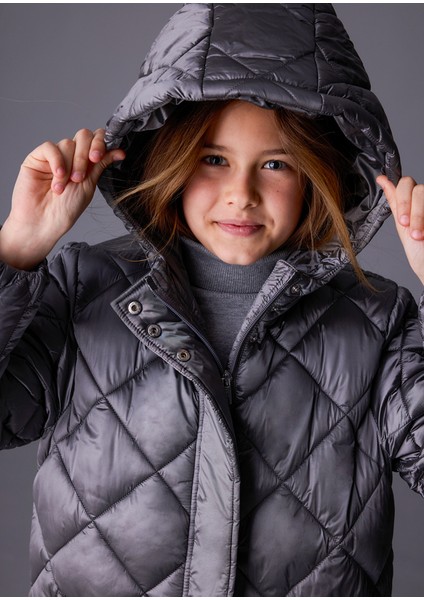 7432-50 Kız Çocuk Gri Mont modelleri