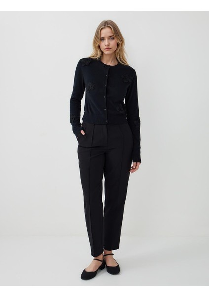 Siyah %100 Pamuk Yuvarlak Yaka Triko Hırka fiyatları