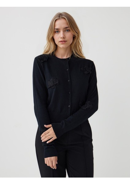 Siyah %100 Pamuk Yuvarlak Yaka Triko Hırka modelleri