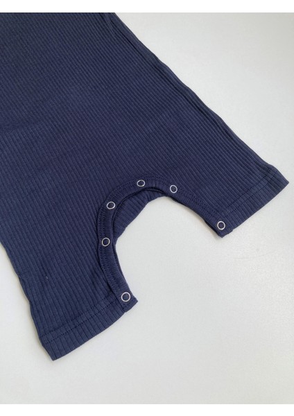 Lacivert Fitilli Modal Pamuk Romper Kısa Tulum Salopet fırsatları