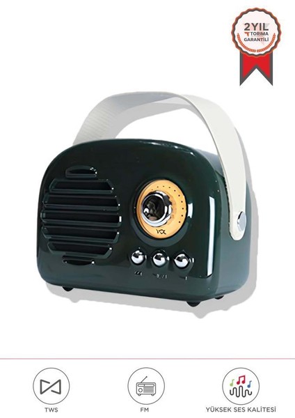 KTS-1682 Yeşil Taşınabilir Bluetooth Hoparlör