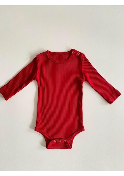 Kırmızı Fitilli Modal Uzun Kol Body