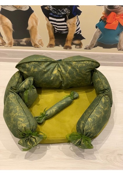 Konforlu Kedi Köpek Yatağı 45X28X5 cm Süngerli Yeşil Koltuk fiyatları