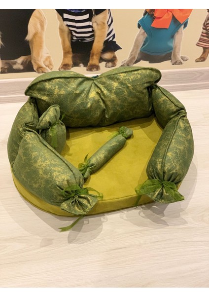 Konforlu Kedi Köpek Yatağı 45X28X5 cm Süngerli Yeşil Koltuk indirimleri