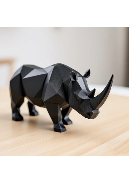 Geometrik Gergedan Biblo, Modern Ofis Masa Dekoru, Poligonal Heykel