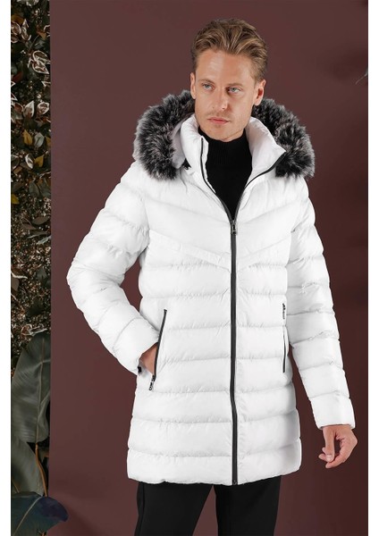 Ka 076 Slim Fit Beyaz Spor Kaban