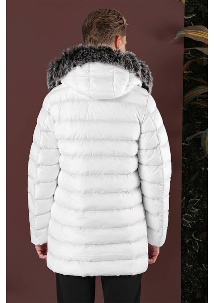 Ka 076 Slim Fit Beyaz Spor Kaban