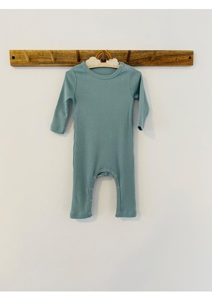 Koyu Mint Fitilli Modal Uzun Tulum