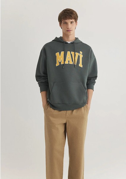 Mavi Logo Baskılı Kapüşonlu Yeşil Sweatshirt 067149-71598