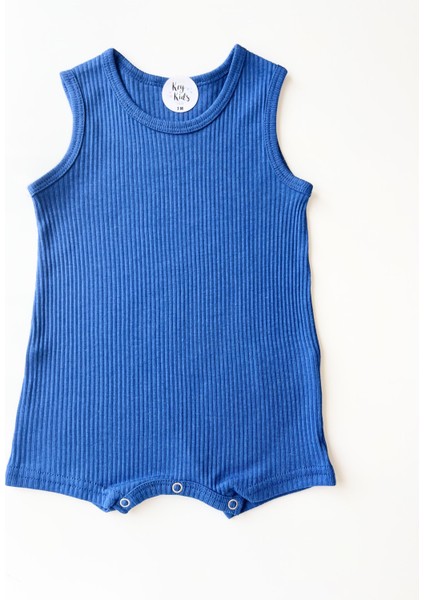 Saks Mavi Fitilli Askılı Romper Organik Modal Tulum %50 Modal %50 Pamuk