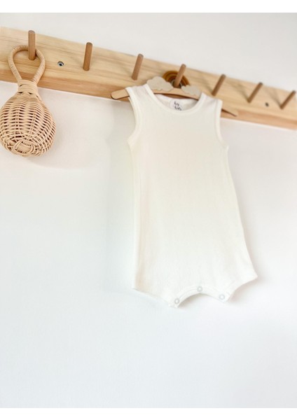 Ajurlu Ekru Askılı Romper Organik Modal Tulum %50 Modal %50 Pamuk fiyatları