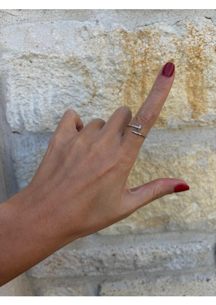 Gümüş Kaplama Çivi Model Ayarlanabilir Yüzük modelleri