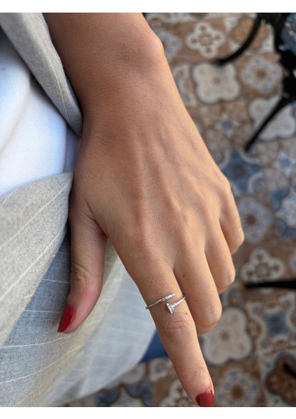 Gümüş Kaplama Çivi Model Ayarlanabilir Yüzük fırsatları