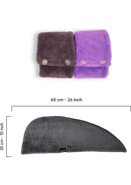 2'li Paket Mikrofiber Saç Havlusu – 2 Düğmeli Saç Kurutma Bonesi – Baş Havlusu fırsatları