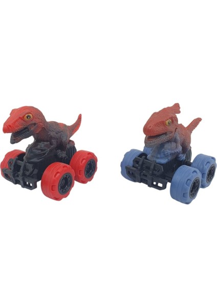 Sürtmeli Dinazor Arabalar 2'li - 12 cm - Triceratops & T-Rex (Lisinya)