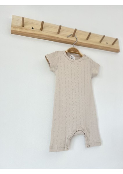 Ajurlu Taş Rengi Organik Modal Romper Tulum fiyatları