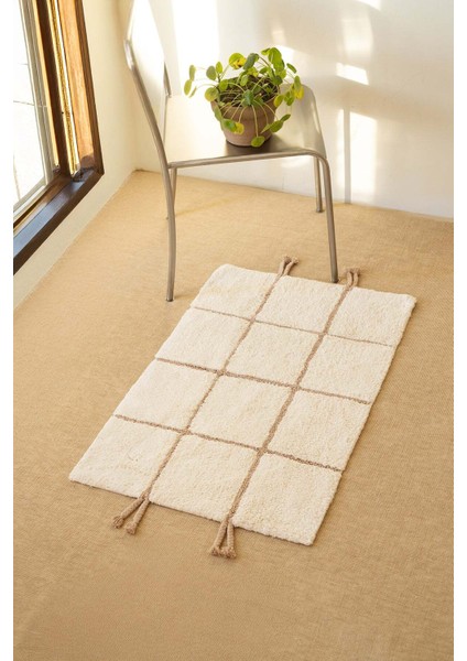 Elani Tekli Banyo Paspası %100 Pamuk 50X80 cm Bej