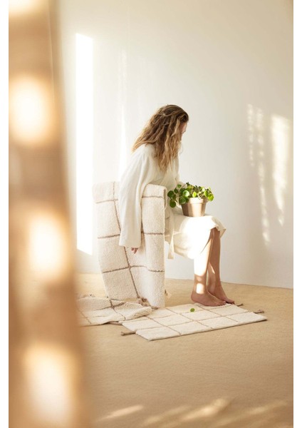 Elani Tekli Banyo Paspası %100 Pamuk 50X80 cm Bej modelleri