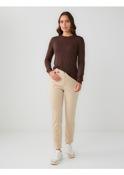 Acı Kahve Bisiklet Yaka Uzun Kollu Yün Karışımlı Triko Kazak fiyatları