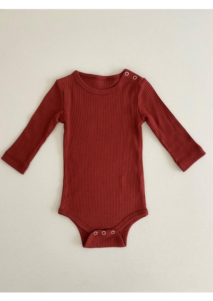 Kızıl Kahve Fitilli Modal Uzun Kol Body