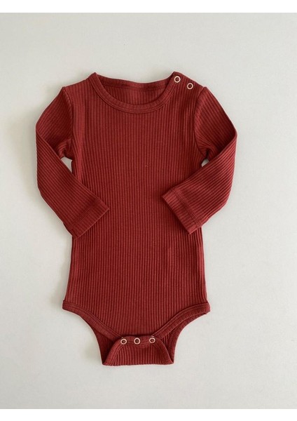 Kızıl Kahve Fitilli Modal Uzun Kol Body fiyatları