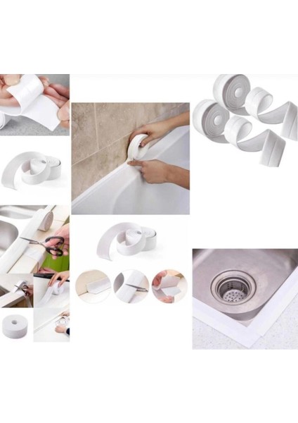 1 Adet Su Sızdırmaz Banyo Küvet Duşakabin Kenar Mutfak Lavabo Ocak Izolasyon Bandı 3.2mt Beyaz Renk