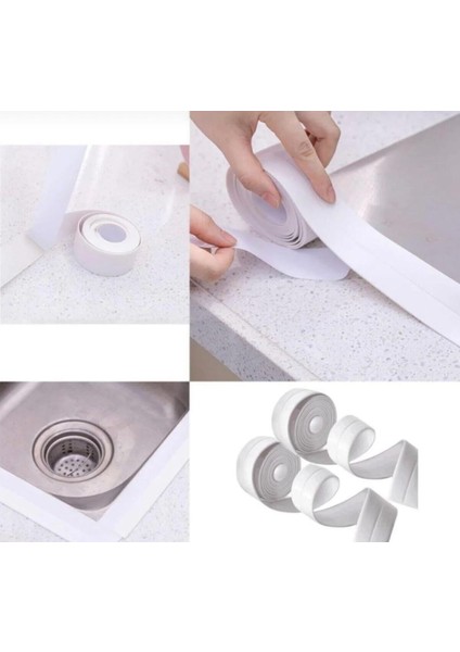1 Adet Su Sızdırmaz Banyo Küvet Duşakabin Kenar Mutfak Lavabo Ocak Izolasyon Bandı 3.2mt Beyaz Renk indirimleri