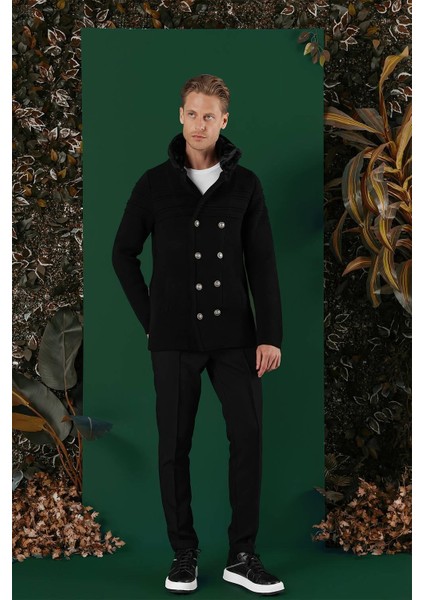 02 Slim Fit Siyah Spor Kaban