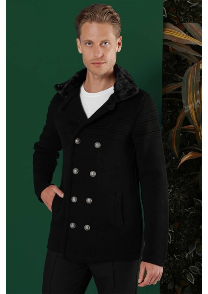 02 Slim Fit Siyah Spor Kaban