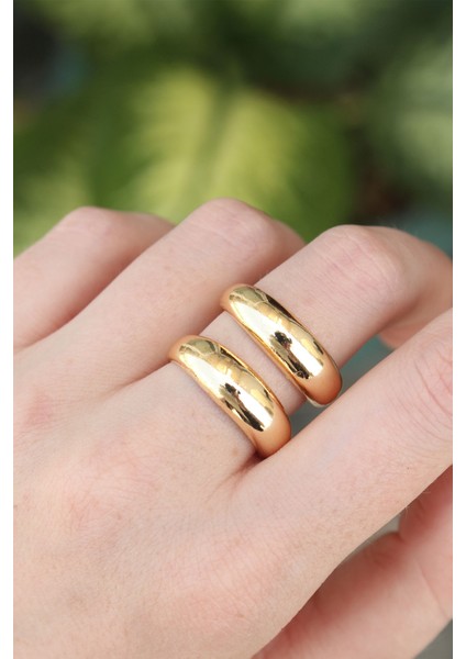 Pirinç Gold Renk Ayarlanabilir Şerit Yüzük - Lisinya