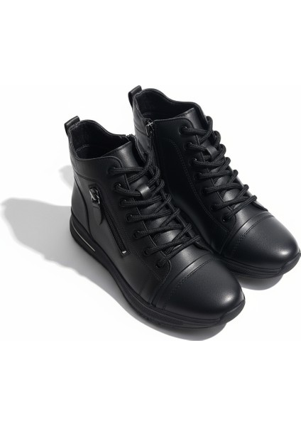 Hakiki Deri Kadın Günlük Fermuarlı Ortopedik Kadın Deri Bot