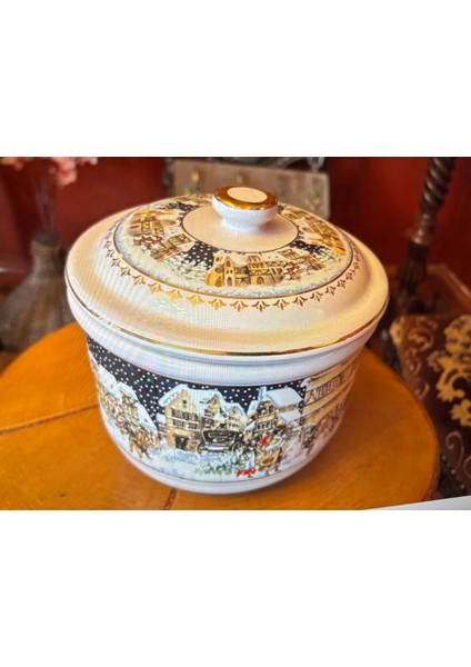 Italyan Sec Noel Temalı Kapaklı Porselen Kase 17 cm Çapında 14 cm Boyunda fiyatları
