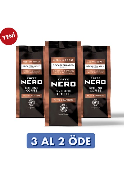 Decaf Classico Öğütülmüş Kahve 3 Paket (600 Gr)